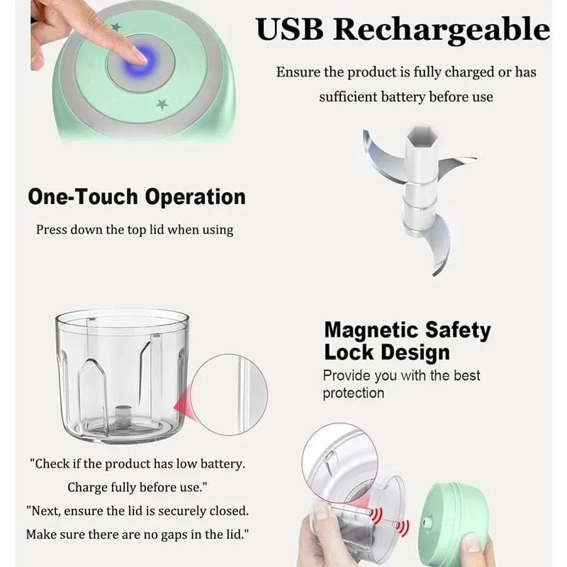 250/100ML Garlic Mincer USB Charging Powerful Mini Electric Garlic Chopper Portable Garlic Crusher Kitchen Food Chopper Unisex — image 5