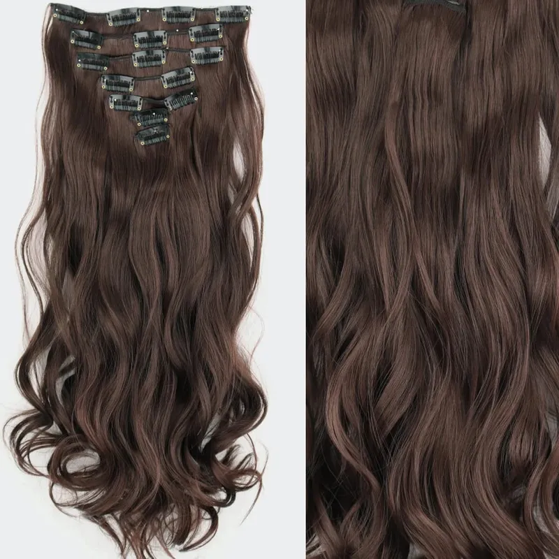 16 Clips 7Pcs/Set Hair Extensions Long Straight Natural Synthetic Black Blonde Hairpieces Heat Resistant For Women Hairstyle — image 13