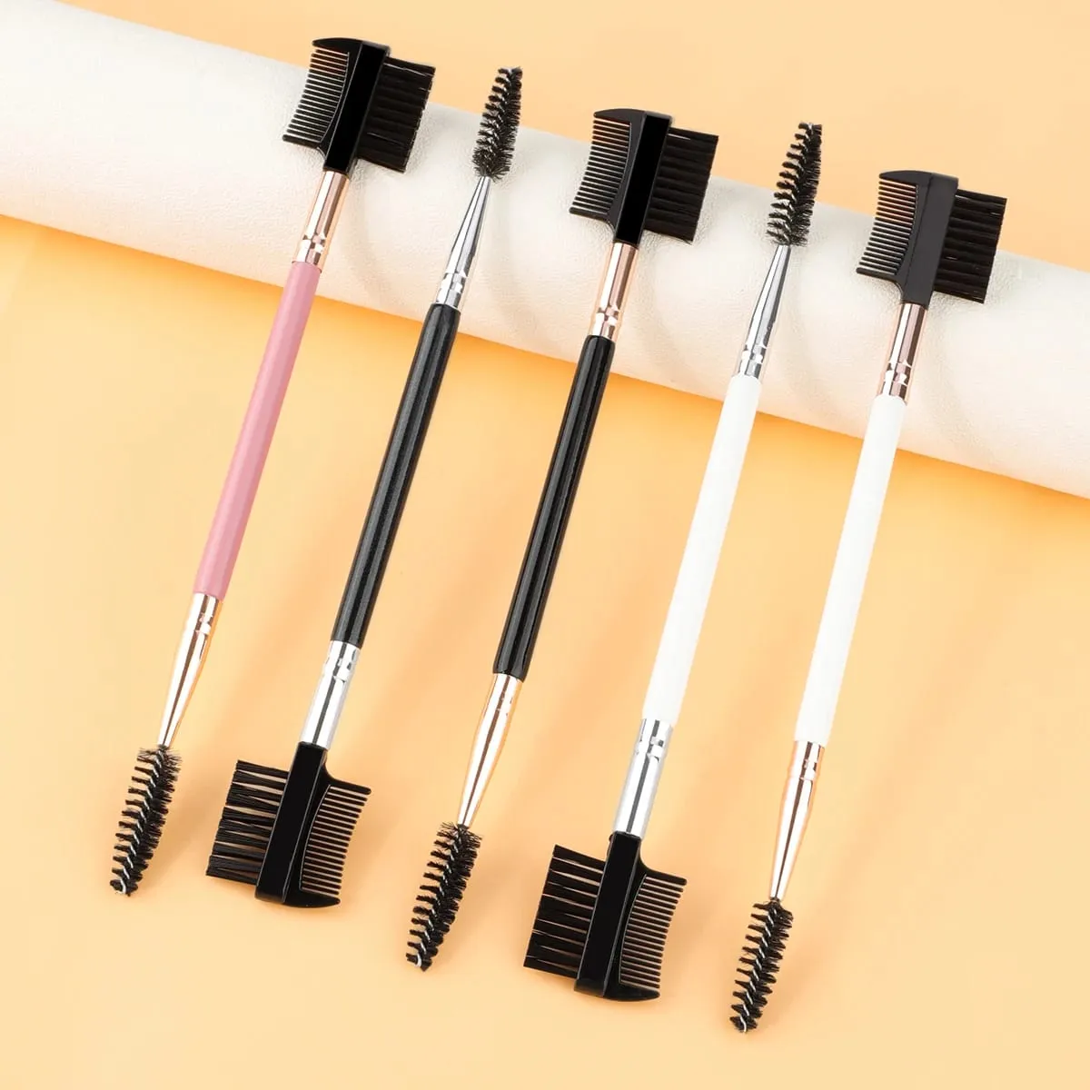 1/2/5 Uds 3 cabezas moldeador de pestañas cepillo de doble cabeza herramienta de aseo de maquillaje cosmético con 3 cepillos Spoolie diferentes — image 6