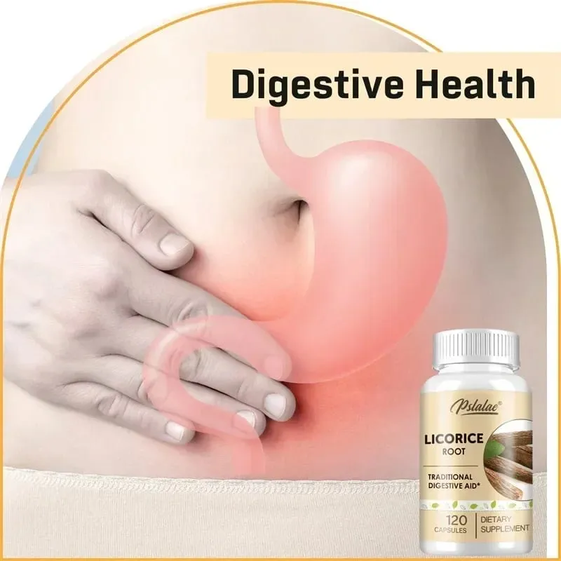 Licorice Root Capsules - Relieves Occasional Heartburn and Indigestion Soothes An Upset Stomach Improves Digestion Non-GMO