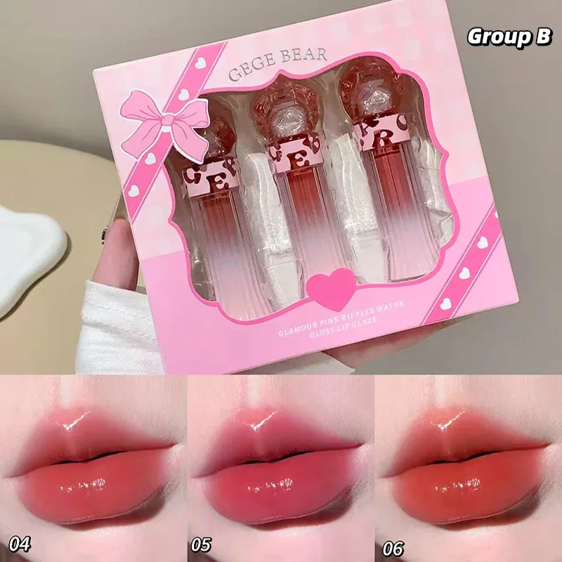 Gege Bear Water Light Lip Llaze Set Mirror Lipstick Lip Gloss Hydrating Moisturizing Long Lasting Gift for Lover — image 9