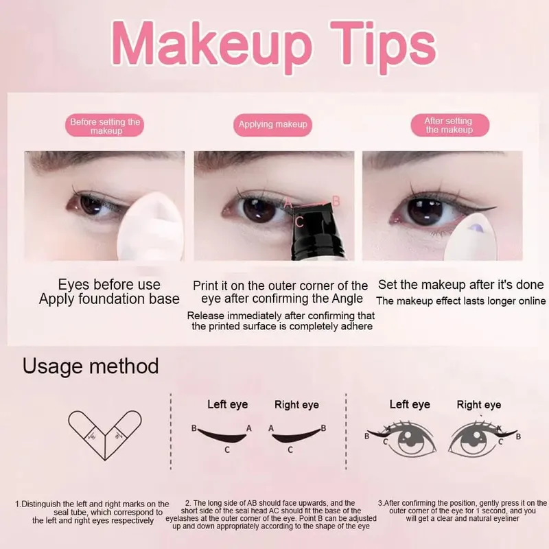 DIY Rotate Eyeliner Stamp Integrated Black Brown Dual-Tip Eyeliner Wing Stencil Waterproof Smudge-Proof Long Lasting Liquid Pen