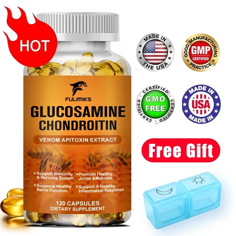 Glucosamine Chondroitin Capsules Vitamin C Nutrition Dietary Supplement Bone Knee Back Health Joints Mobility — image 1