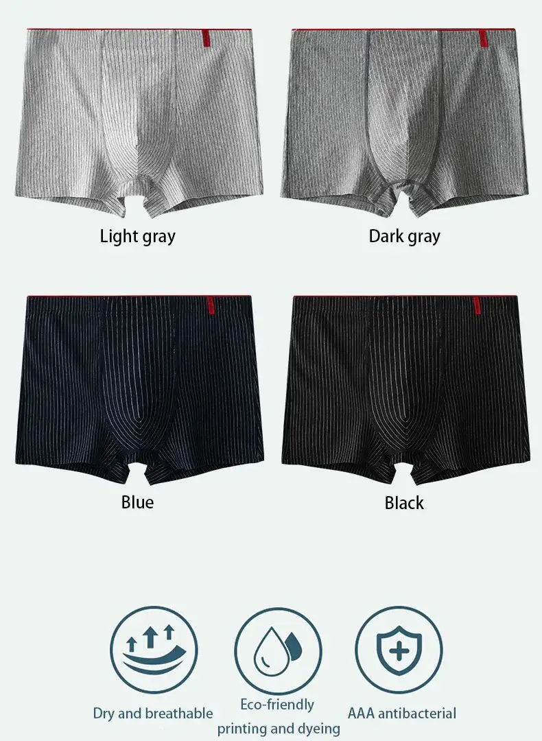 4 stycken boxerunderkläder för män Mjuka, ventilerande och bekväma herrbyxor Randig Trendig personlighet Casual lösa boxershorts