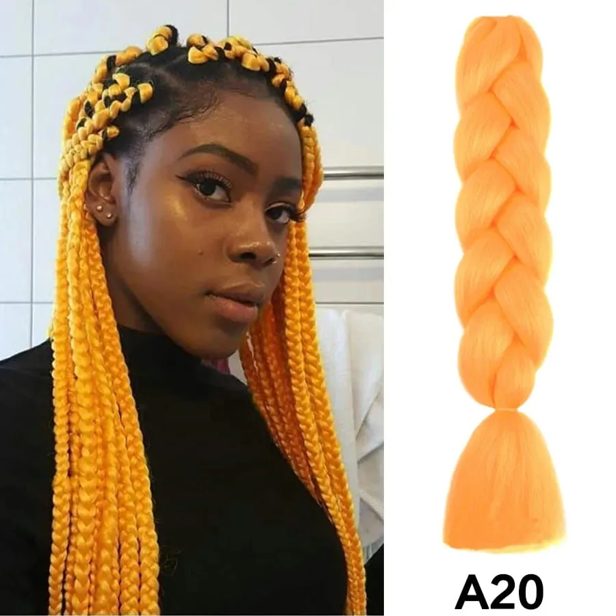 24 Inch Synthetic Jumbo Braid Pure And Ombre Braiding Hair Extensions For Women DIY Jumbo Hair Braids Black Green Gray Brown — image 25