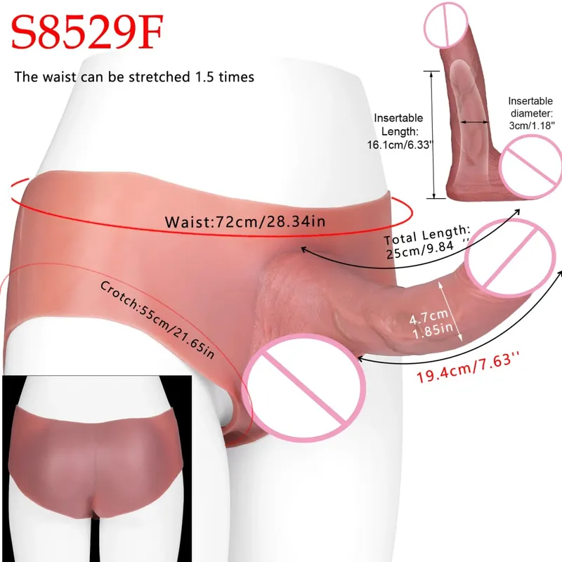 Cintura alta realista pênis manga насадка на член cinta em calcinha vibrador oco silicone extensor pau brinquedo sexual para homem — image 17