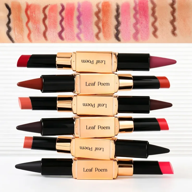 Doppelseitiger 2-in-1-Lipliner-Lippenstift, wasserfest, matt und satiniert, schräge Spitze, feuchtigkeitsspendender Lippenkonturenstift, langlebig — image 6