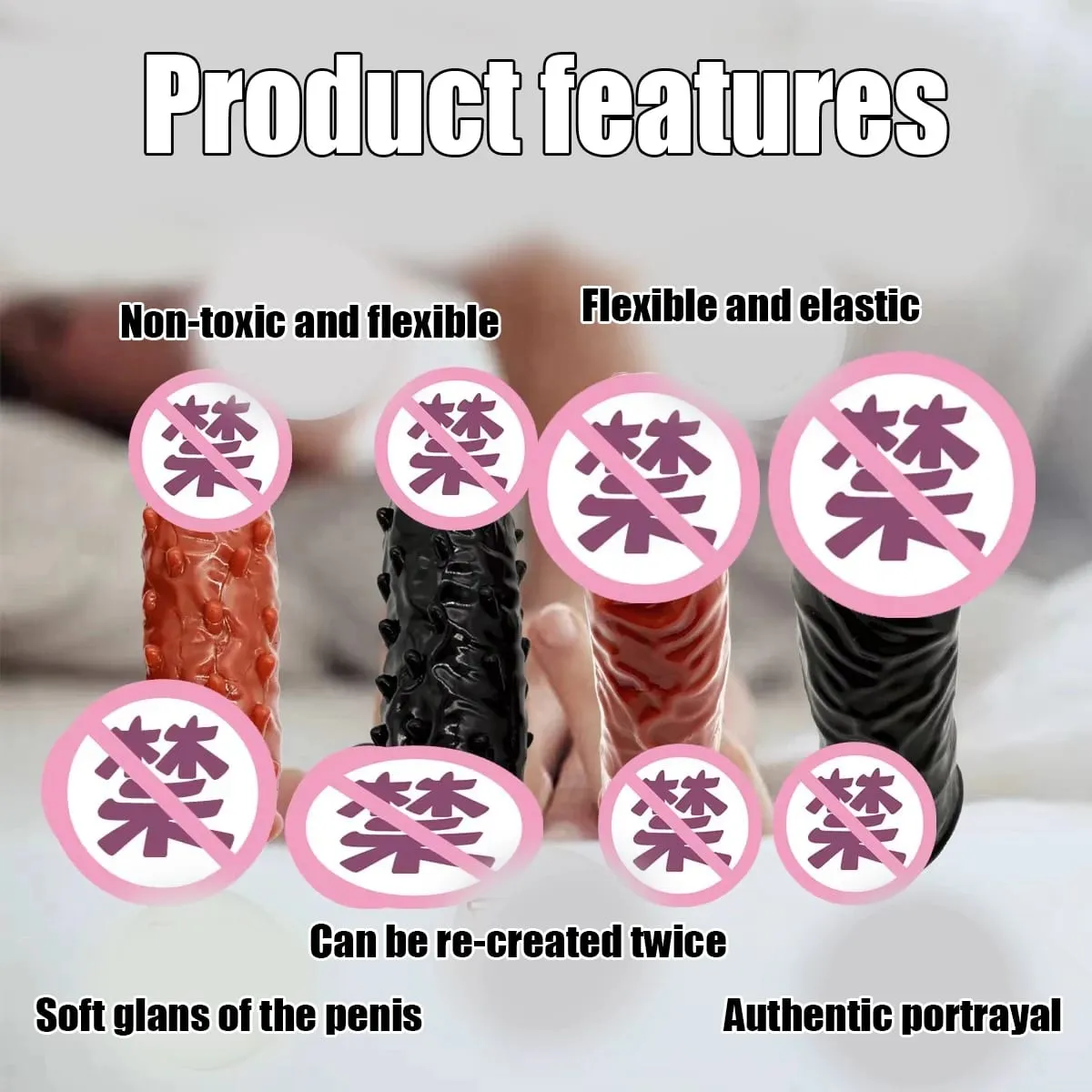 Realistic Silicone Penis Sleeve Textured Penis Extender for Enhanced Performance Sex Toys — image 3