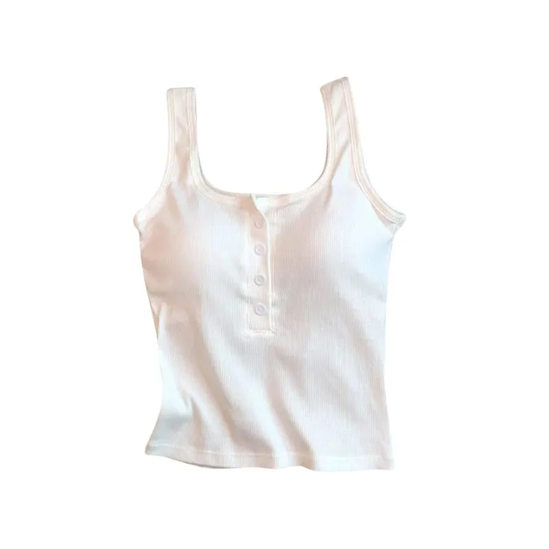 Women's Solid Color Spaghetti Straps Sleeveless Slim Camisole with Chest Pad Summer Wear Outside Female Short Tops Vests — image 11