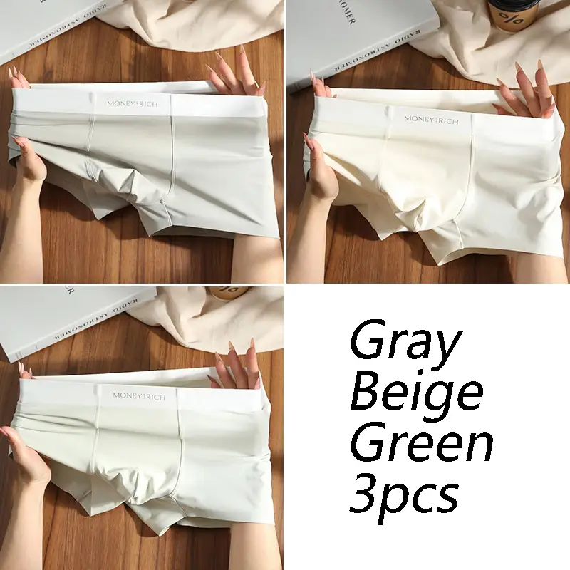 [Bloom the love] New MONEY&RICH 1pcs/3pcs Boxer Men Underwear Hot Solid Underpants Boxershort Mens Boxers Man Size L-3XL HS4038