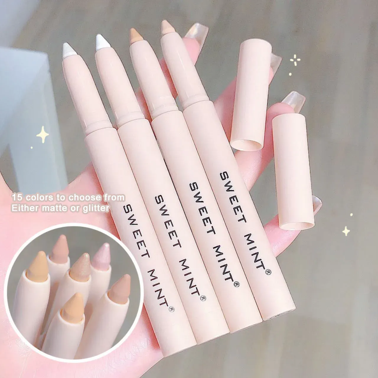 Eye Shadow Lying Silkworm Highlighter Pen Korean Eyes Makeup Matte White Pearl High-gloss Brightening Glitter Eyeshadow Stick — image 2