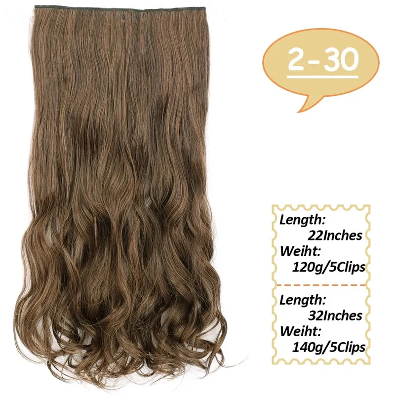 5 Clips Long Wavy Clip In Hair Extensions Synthetic Heat Resistant One Piece False Blonde Hair Black Brown Hairpiece For Women
