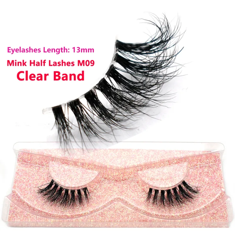 Demi-cils naturels 3D en vison, courts, duveteux, vaporeux, bande croisée, doux, Extension, maquillage — image 36