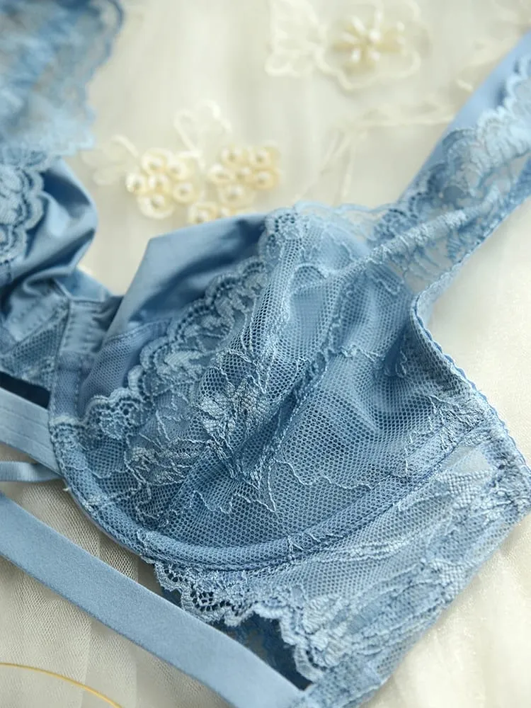 Sous-vêtements à bretelles en dentelle Ultra-fine pour femmes, gros seins, petite lingerie, ensemble de soutien-gorge fin et respirant