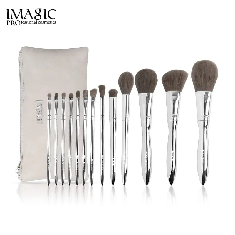 13pc Makeup Brushes Set Foundation Powder Eyeshadow Portable Natural Hair Professional Blending With Storage Bag Cosmetic — image 1