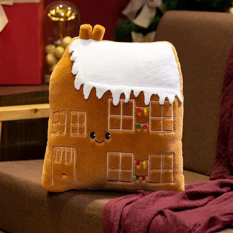 1PC happy Christmas Ginger Bread Snowman Plushie Plush Pillow Stuffed Cabin House Xmas Tree Party Decor Doll — image 8
