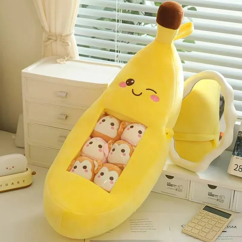 Six Small Toys Inside Cute Cartoon Fruit Plush Pillow Soft Stuffed Sofa Cushion Homdecor Pillow Backrest Children's Gift — image 10