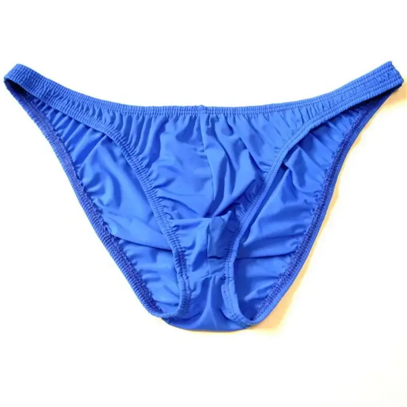 Men Pouch Panties Ice Silk Solid Color Briefs Sexy Seamless Underwear U Convex Male Underpants