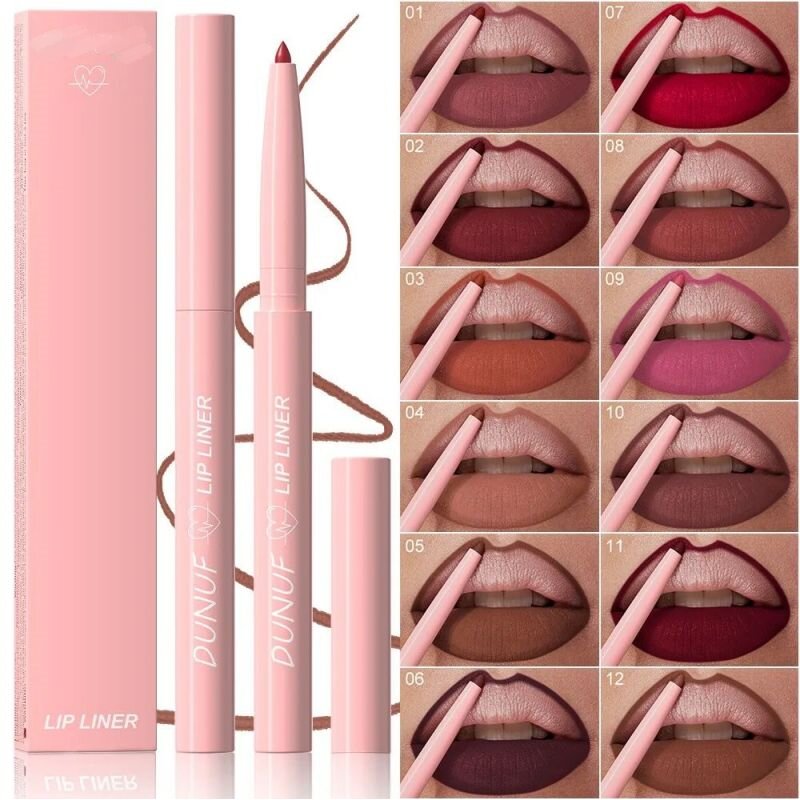 12 Kinds Of Waterproof Lip Liner In Different Colors Matte Finish Easy Coloring Non Fade Color Rendering Lip Gloss Beauty