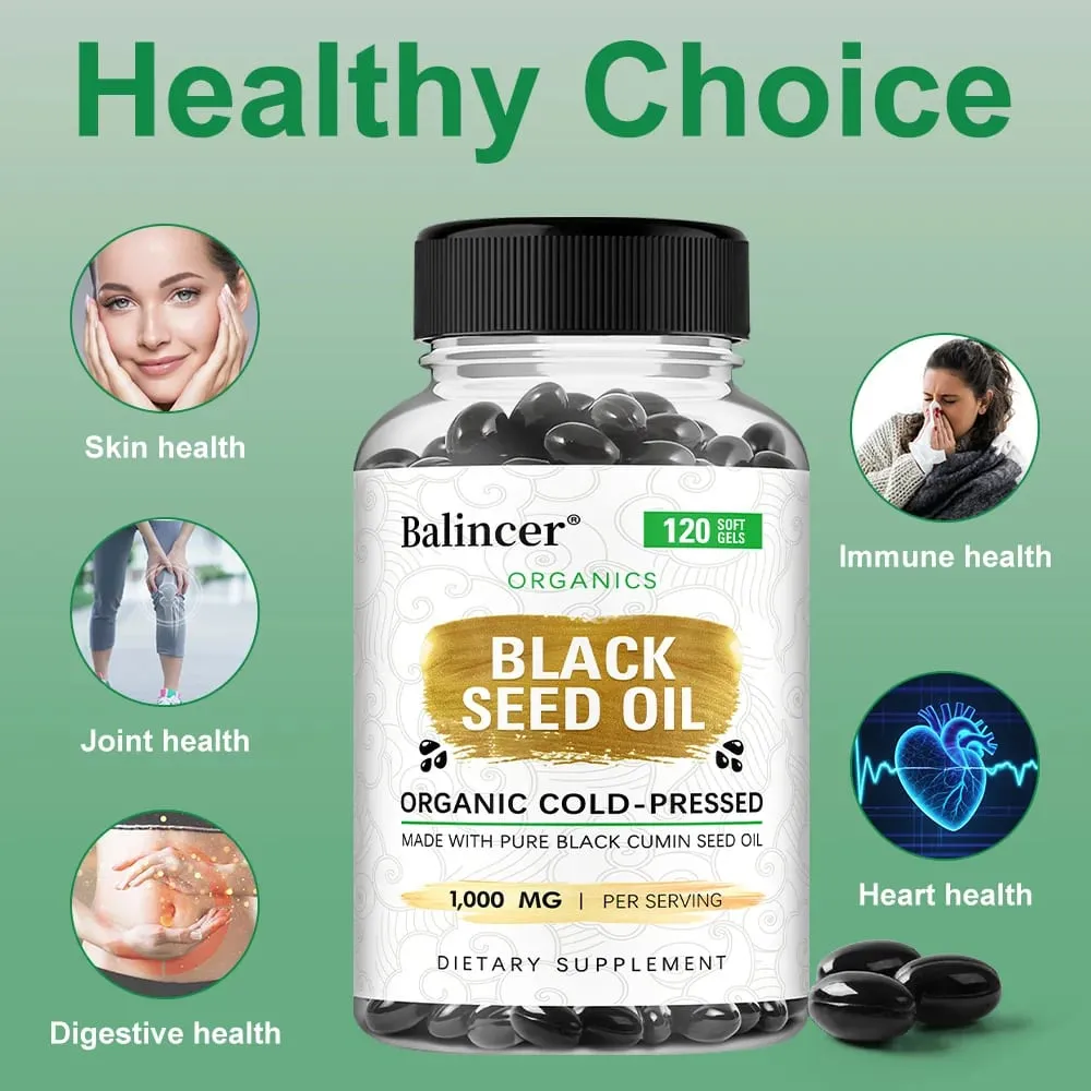 Organic Black Cumin Seed Oil 1000 mg - Immune Support Promotes Hair Growth Provides Nutritive Antioxidants Non-GMO Supplement — image 4