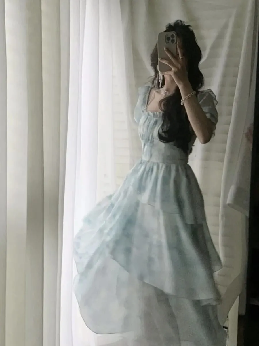 2025 Irregular Chiffon Summer New Style Slim Floral Dress — image 4