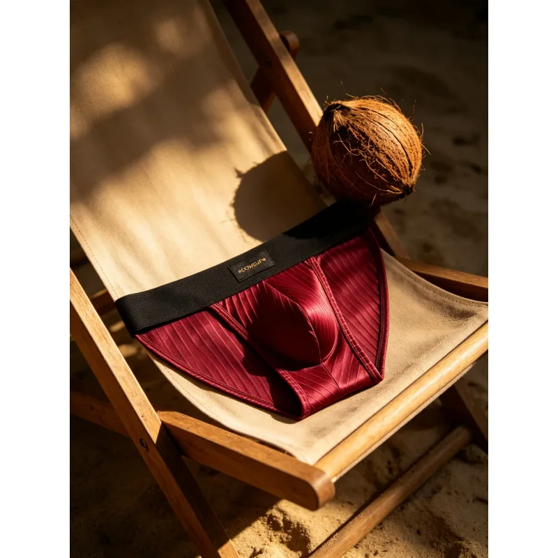 Herren-Unterwäsche, glänzend, gestreift, Dreieck-Slip, vorderer Ausbuchtungsbeutel, sexy Low-Rise, schmale Passform, tägliche Herren-Unterhose DP915