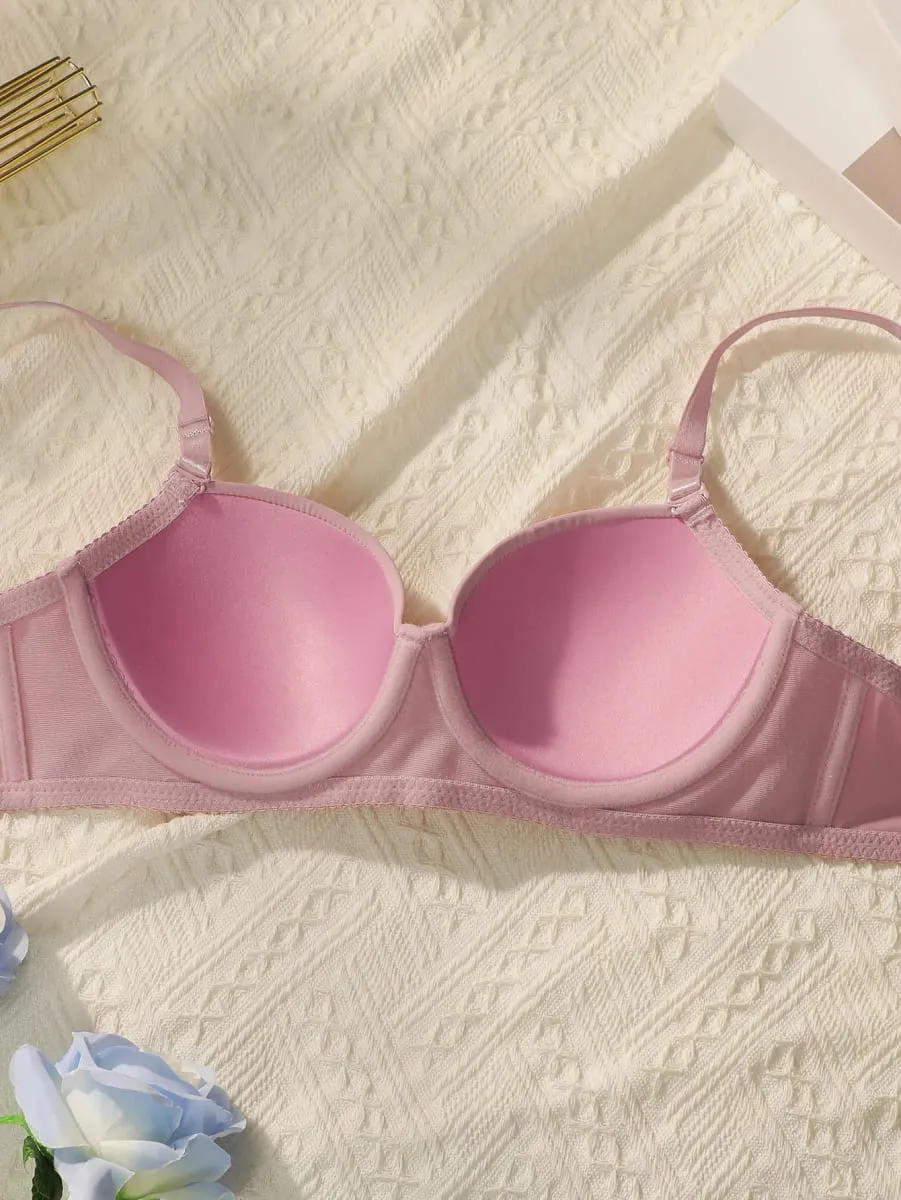 New 2-piece Solid Color Lingerie Set Women's Steel Collar Push Up Bra Women's Lingerie Underwear Daily Bra Set J2611 — image 4