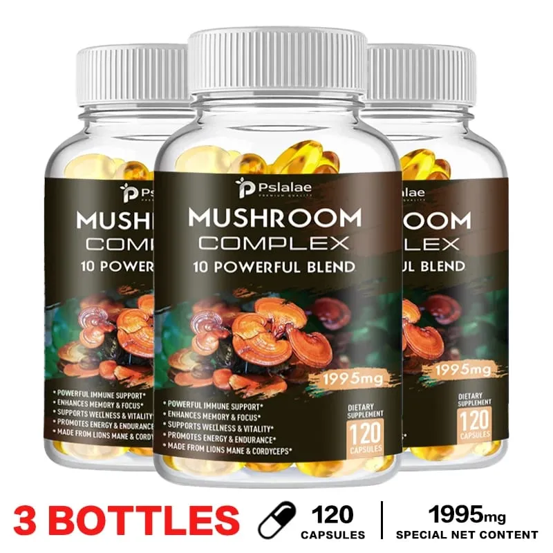 Mushroom Complex Capsules - with Lions Mane Chaga Reishi Cordyceps - Support Immune System Memory Focus and Relieve Stress — image 11