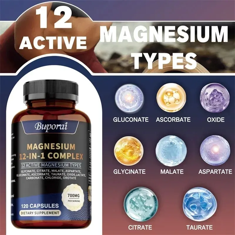 Magnesium Complex Capsules - Relieve Nerve Stress and Muscle Contraction Support Bone Health and Boost Immune FunctionSupplemen