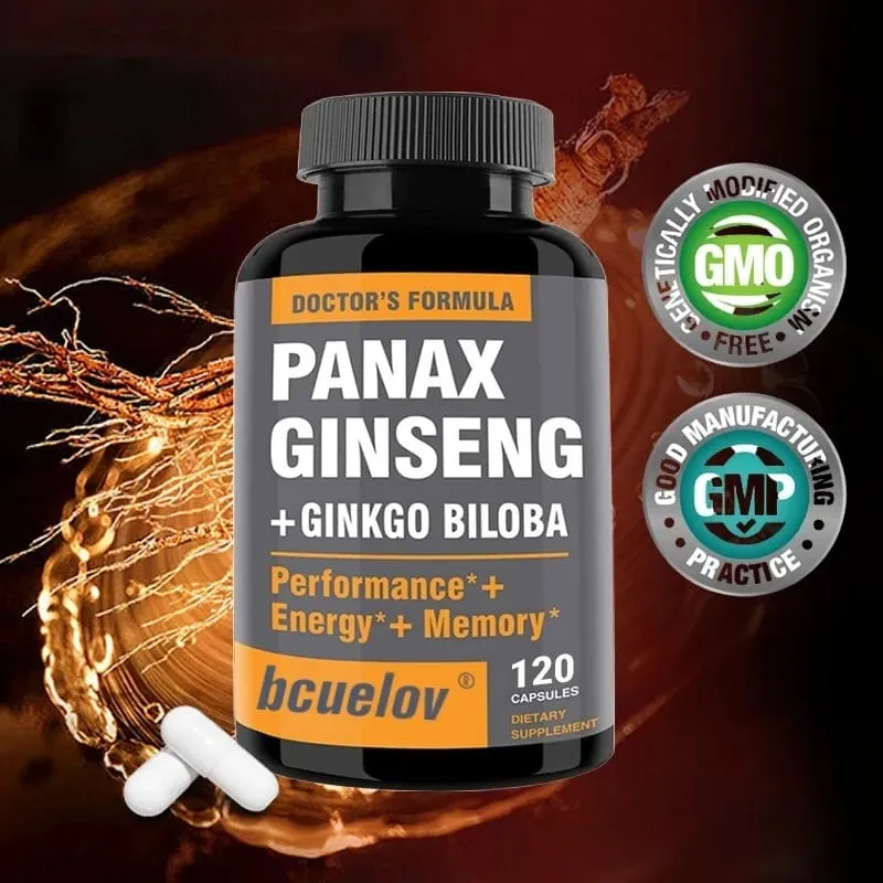 Ginseng + Ginkgo Biloba Extract Capsules - Helps Improve Energy and Vitality Anti-aging Memory Brain and Vision Health — image 6