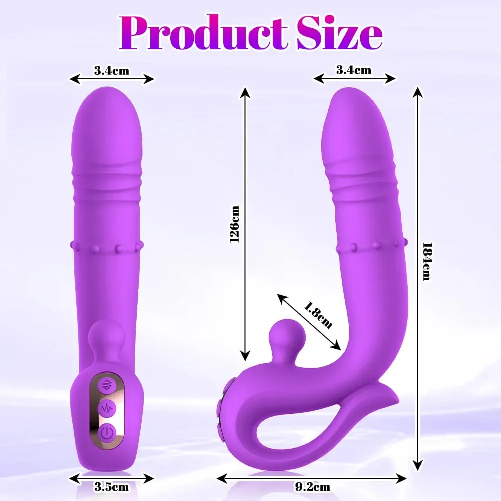 Realistic Dildo Telescoping Masturbator for Women Powerful G-Spot Clitoral Vaginal Vibrator with Nipple Stimulator Adult Sex Toy — image 6
