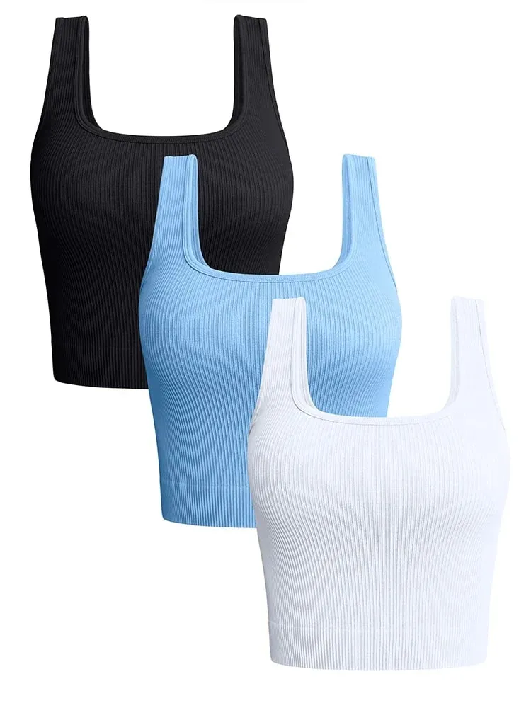 Women Solid Square Neck Ribbed Tank Top Camisole Women Summer Basic Elastic Sleeveless Crop Tops — image 9
