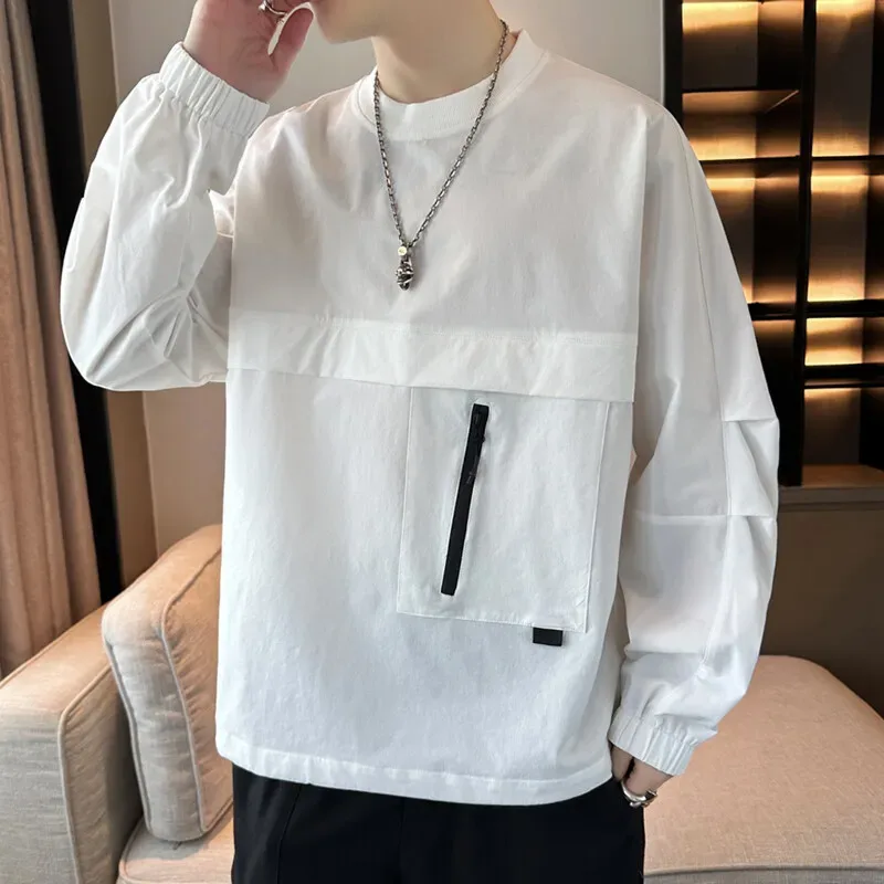 Casual Men's Lightweight And Breathable Pullovers Spring Summer Nylon Pull On Hoodies Streetwear Solid Top Sweatshirts Clothing — image 2