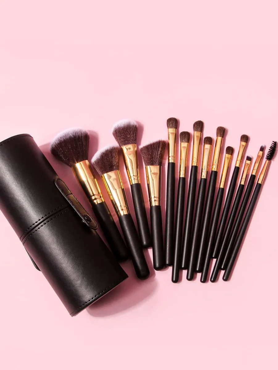 15 PCS Professional Makeup Brush Set With Makeup Brush Holder Wooden Handle Cosmetic Brushes — image 3