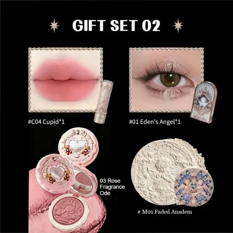 Flower Knows Little Angel Collection Makeup Gift Box Eyeshadow Blush Cream Matte Lipstick Full Kit All