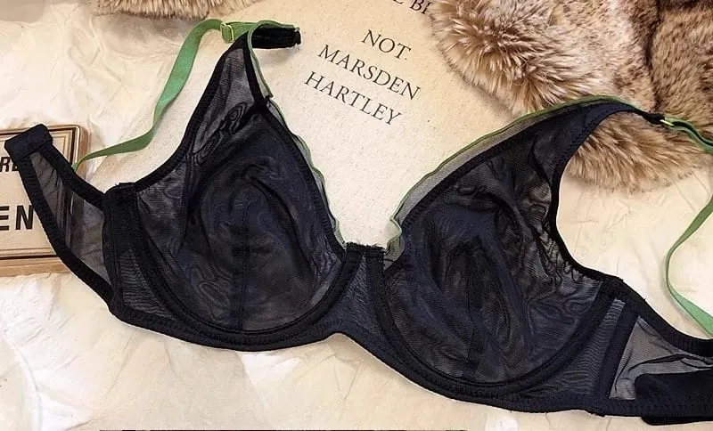 Bra Minimiser Perancis Canggih Set Lingerie Jaring Tanpa Bantalan Dukungan Underwire Cangkir Segitiga untuk Set Celana Dalam MOYISU Payudara Besar — image 14