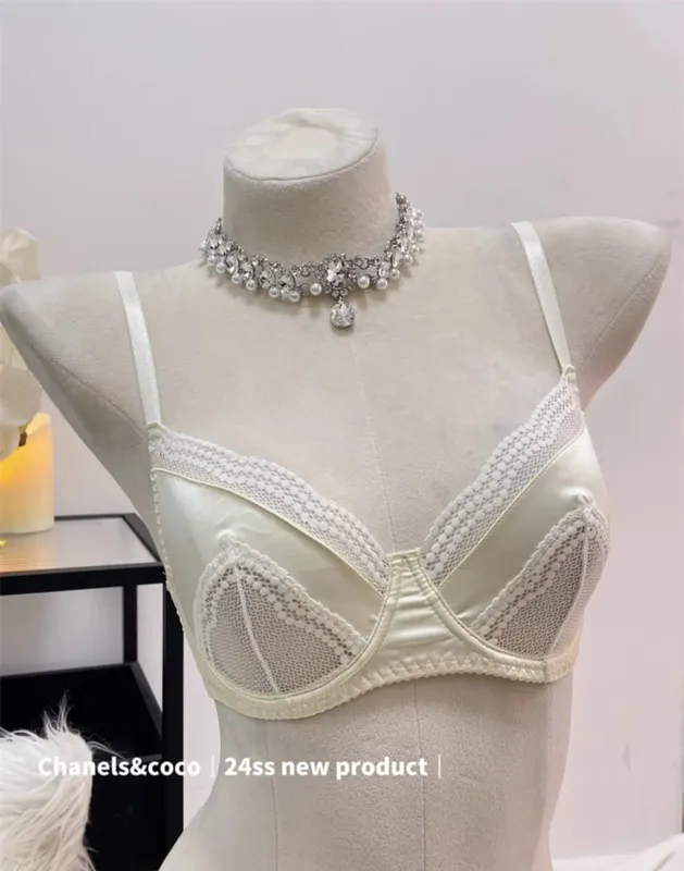 Kawaii Cutout Bra Set | A-Cup Push-Up Magic | Sakura Lace Edging | Japanese Slimming Bralette with Pads Sex AB Cup Bras — image 12