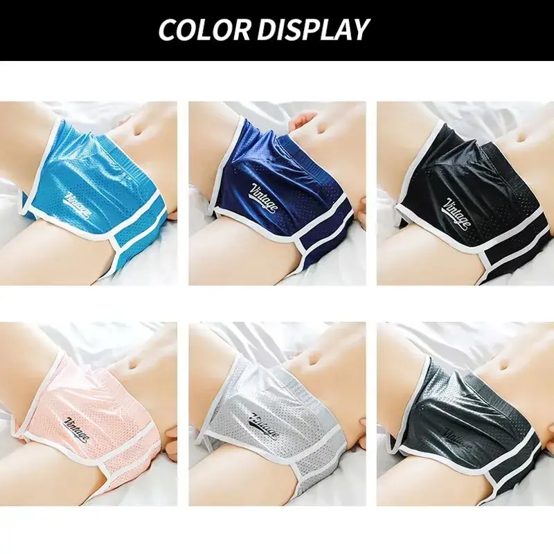 Men's Ice Silk Hollow Boxer Briefs Summer Breathable Sports Shorts Underwear Sexy Underpants Mesh Panties — image 3