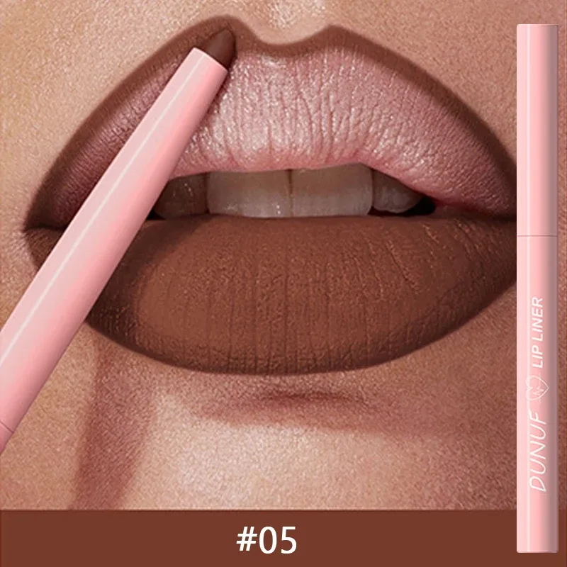 12 Colors Matte Red Brown Lipliner Pencil Waterproof Non-stick Cup Slim Lipstick Make Up Nude Pink Lip Liner Outline Lip Contour