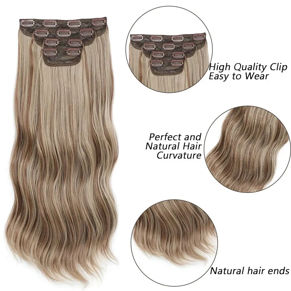 Bio Body Wave Clip in Hair Extensions 22 inches 4 pcs/lot 220g Soft Natural Heat Resistant Fiber Clip in Synthetic Hair