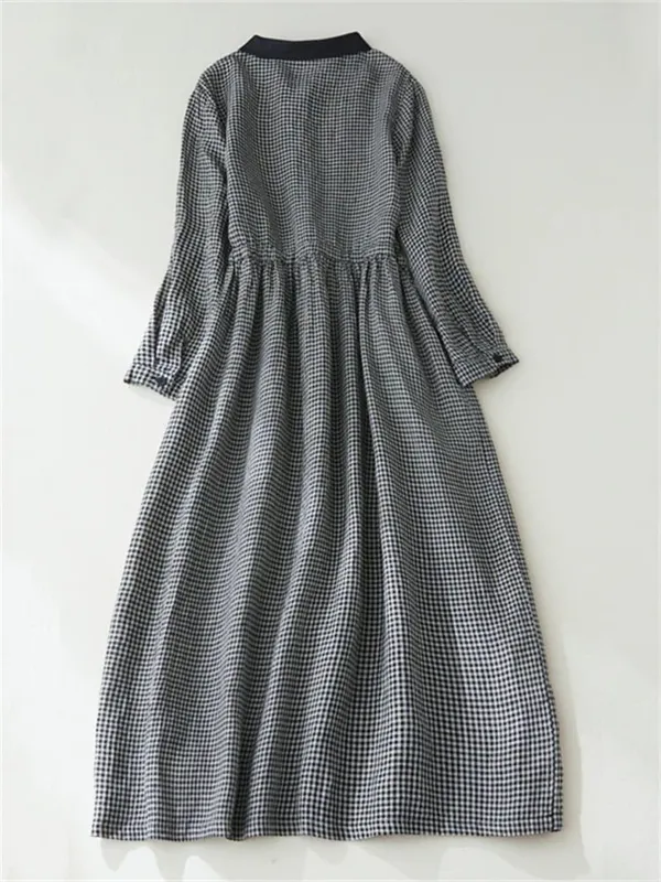 2026 Patchwork Fashion Black White Plaid Autumn Dresses Office Lady Work Dress Japanese Style Women Spring Casual Long Clothing — image 3