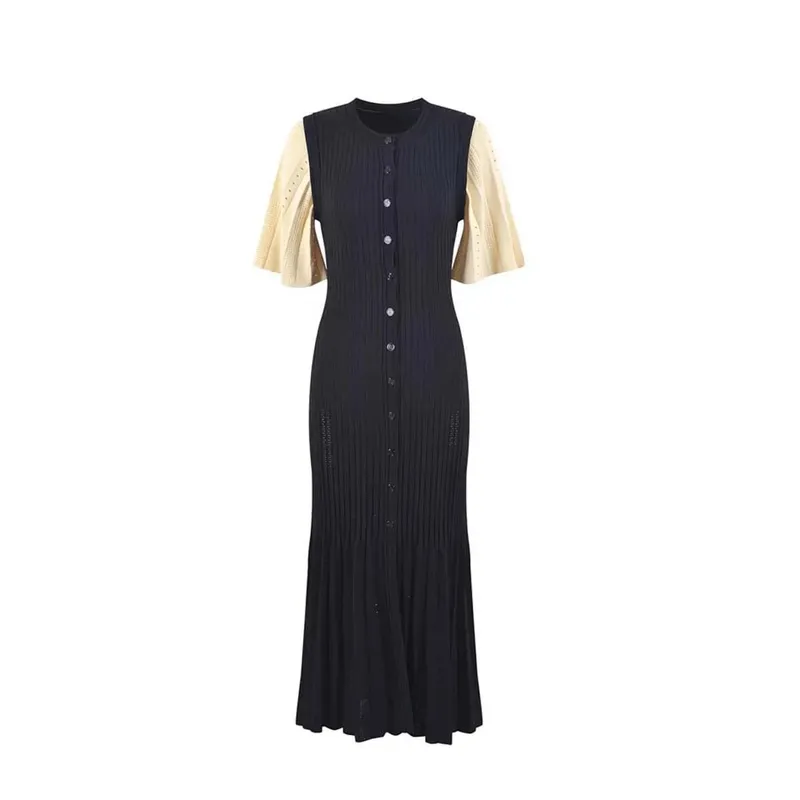Summer Spring New French Elegant Fragrance High-end Slimming Knitted Mermaid Dress Hollow Slimming Fish Tail Knit Dress — image 3