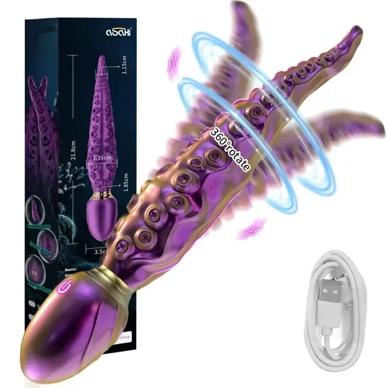 Octopus Tentacle Anal Vibrator Female G-Spot Clit Vagina Stimulation 360° Rotation Silicone Dildo Masturbation Sex Toys Women — image 7