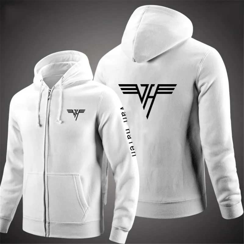 2024 Spring Autumn Van Halen Logo Printing Solid Color Classic Hooded Hoodies Men's Trendy Sports Casual Long Sleeve Loose Coat — image 7