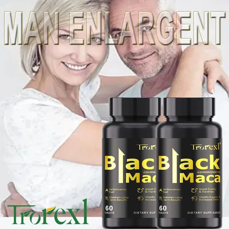 Natural Black Maca Tablets with Ashwagandha Male Power Energy Supplement Man Enlargent Pills ENHANCES VIGOUR & STAMINA — image 4