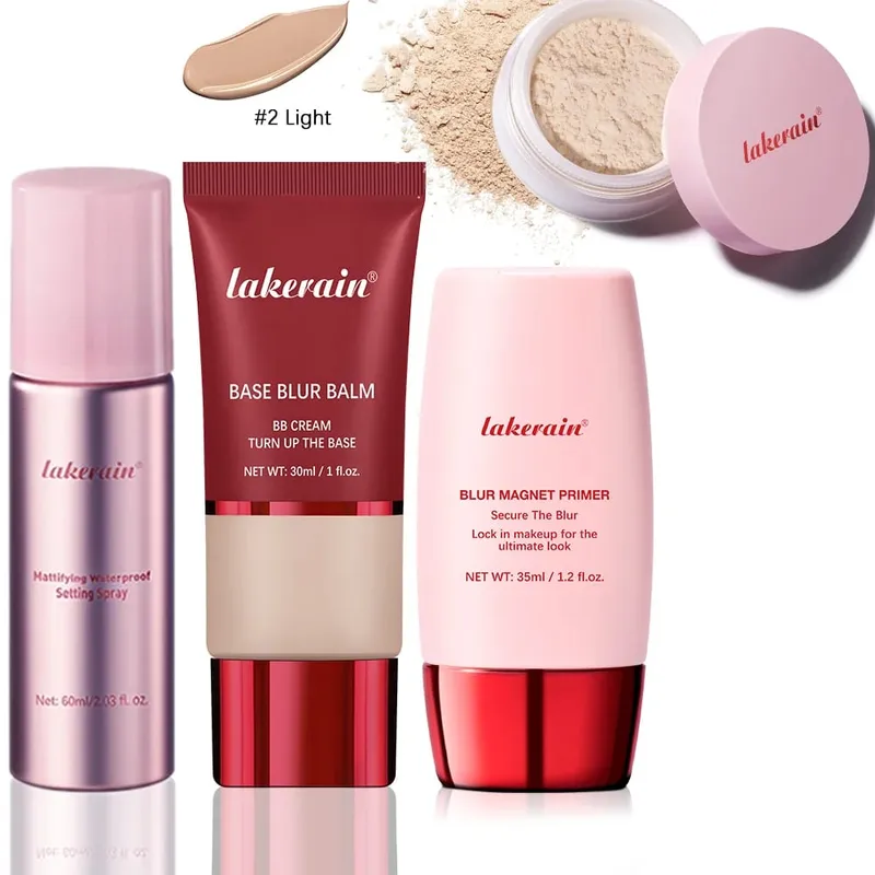 Ultimate Setting Powder Travel Size Set Blur Magnet Primer Setting Spray Base Blur Balm Waterproof Long-lasting Makeup Set