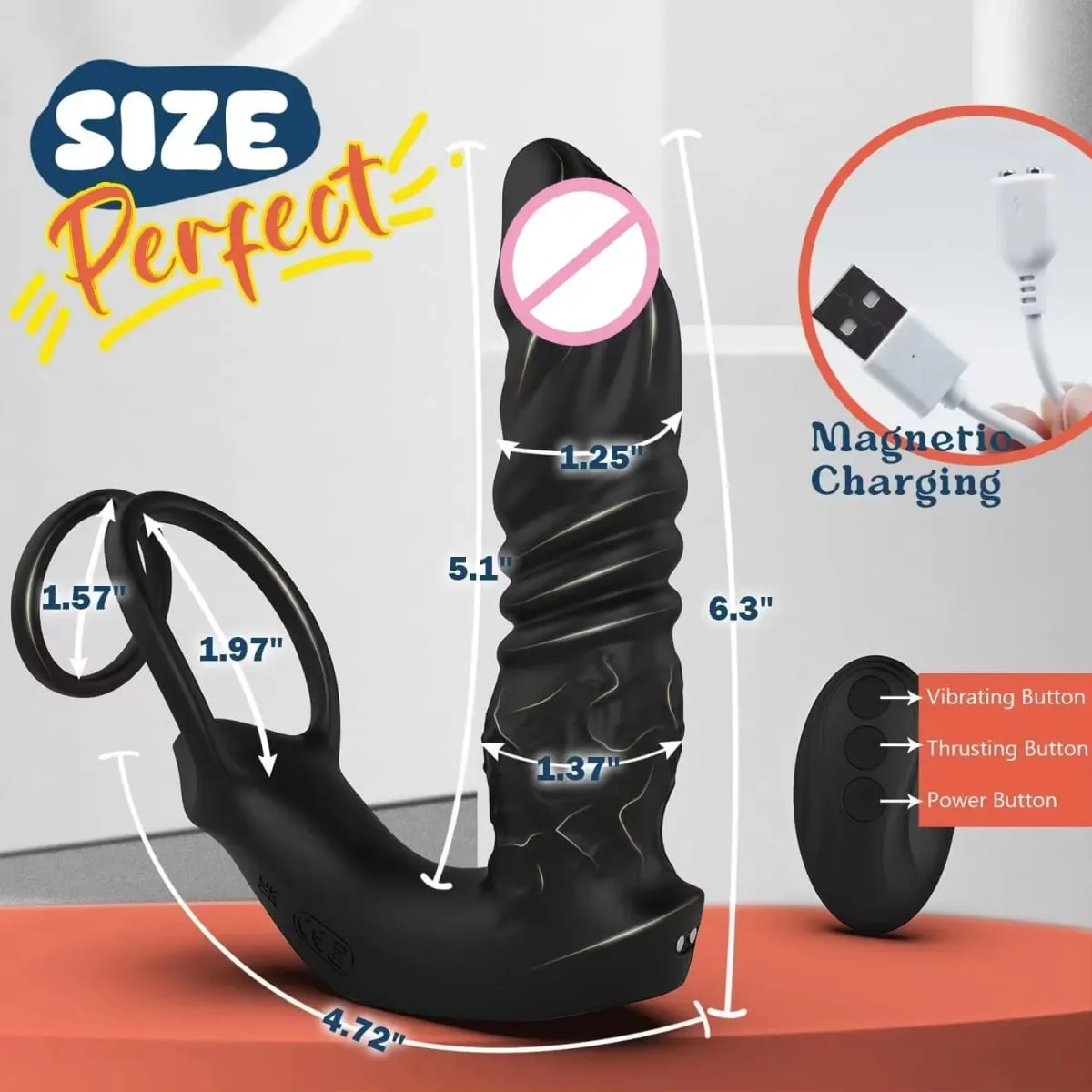 APP Telescopic Double Ring Thrust Vibrator Men's Prostate Massager 5 In 1 Vibrating Plug Dildo Vibrator Adult Sex Toy Men's
