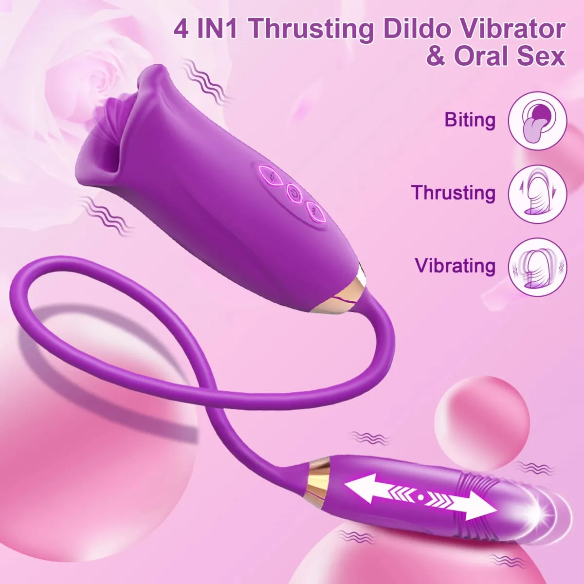 Sucking Vibrator for Women Biting Oral Mouth Thrusting Telescopic Dildo Tongue G-spot Nipple Clit Stimulation Female Sex Toys — image 3