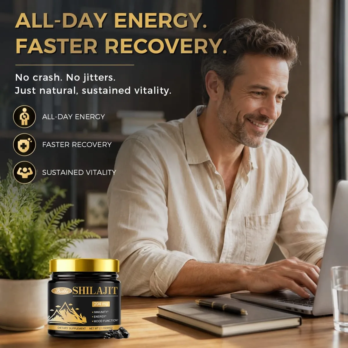 100% Pure Natural Original Shilajit Resin Himalaya Support Hormone Balance for Men & Women Support Immunity Heart & Skin Health