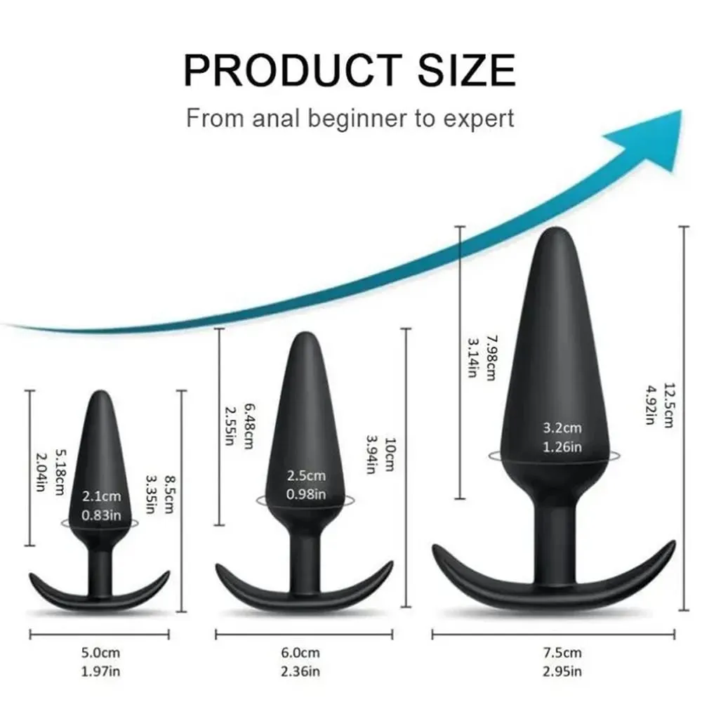 3 Different Size Anal Plug Soft Silicone Anal Butt Plug Stimulator Adult Sex Toys for Men/Women Prostate Massager Anal Trainer — image 5